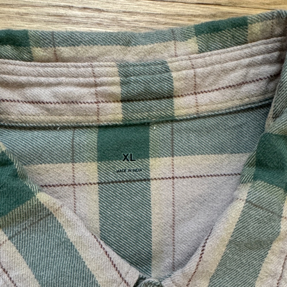 Green and Beige Plaid Men's Shirt - Picture 2 of 5